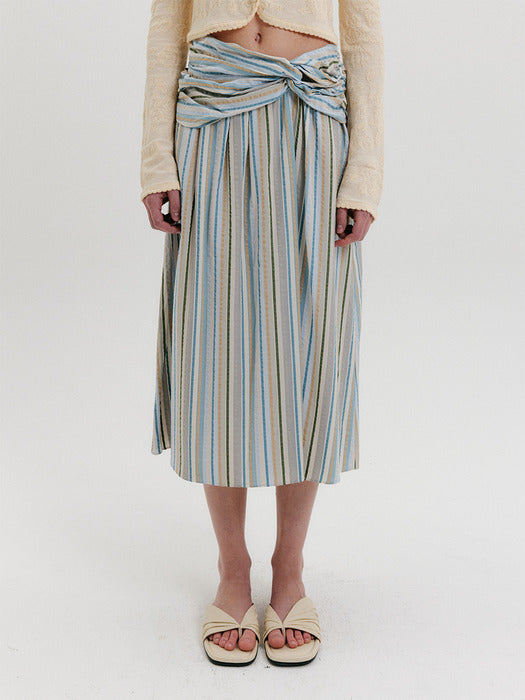 Eenk Knotted Shirring Skirt - Multi
