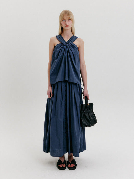 Eenk Knotted Long Dress - Navy