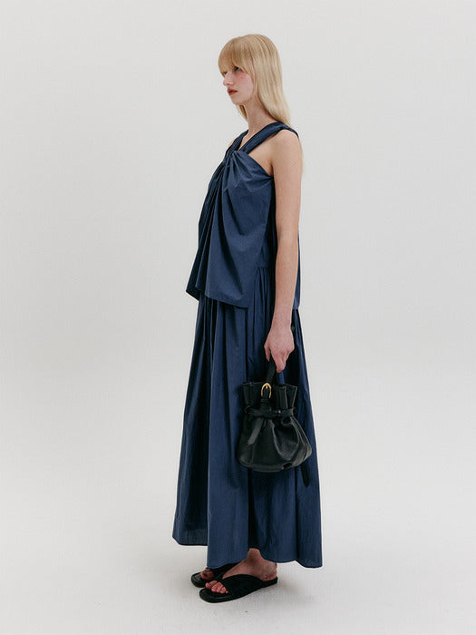 Eenk Knotted Long Dress - Navy