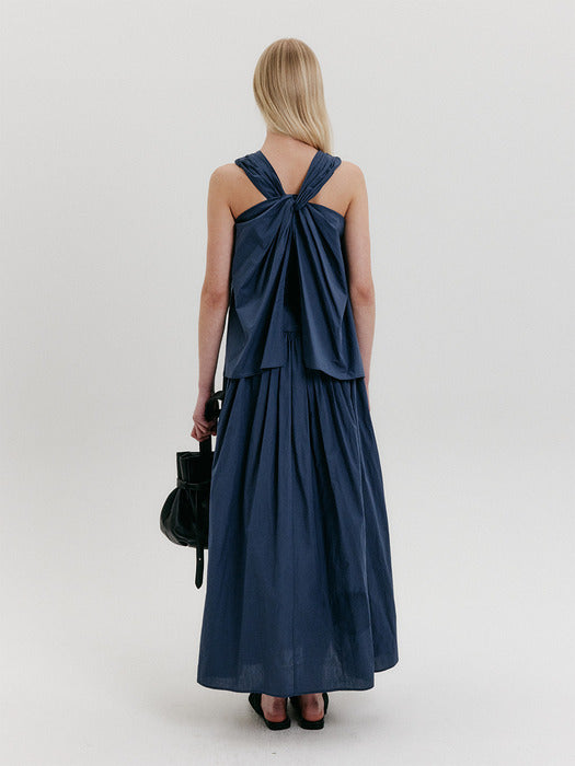 Eenk Knotted Long Dress - Navy