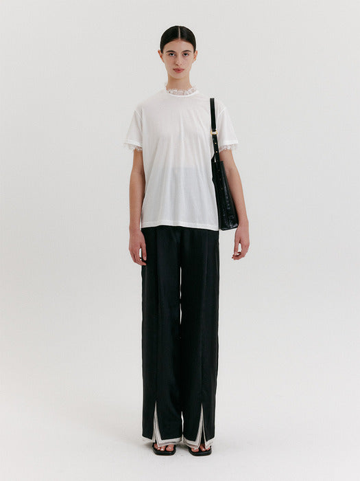 [EENK] Lace-Trim T-Shirt - White