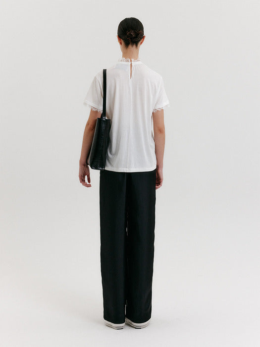 [EENK] Lace-Trim T-Shirt - White