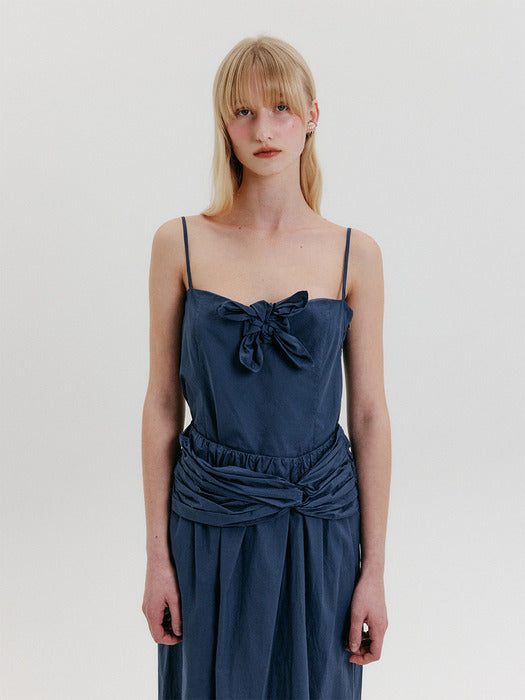 Eenk Scarf Knotted Top - Navy