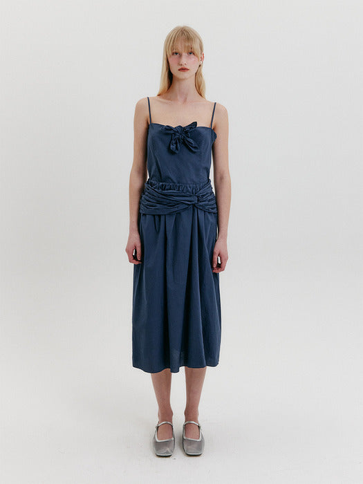 Eenk Scarf Knotted Top - Navy