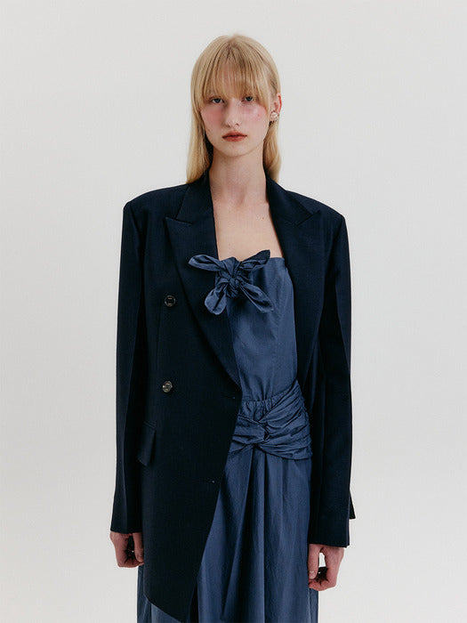 Eenk Scarf Knotted Top - Navy