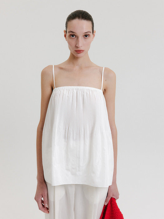 Eenk Pleats Sleeveless Top - White