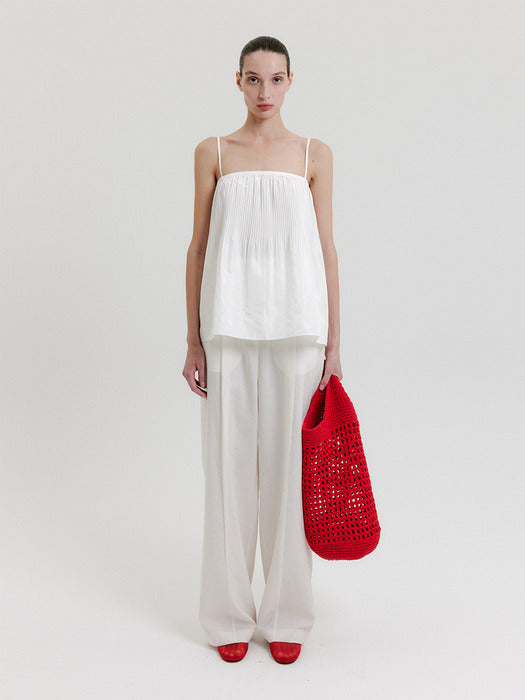 Eenk Pleats Sleeveless Top - White