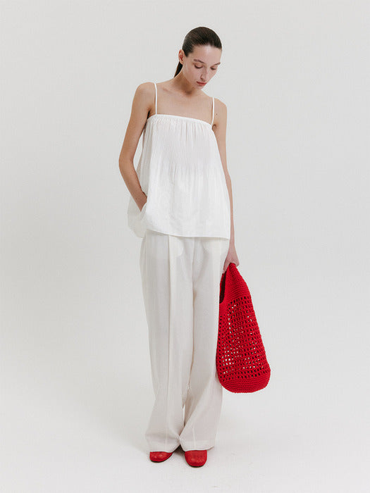 Eenk Pleats Sleeveless Top - White