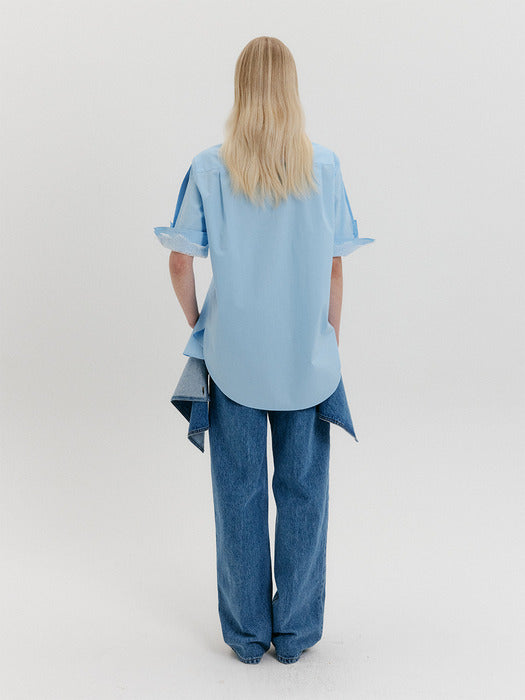 Eenk Lace Layerd Shirt - Sky Blue