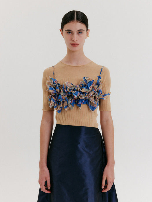 [EENK] Jeong-Ja Knot Cropped Top - Multi