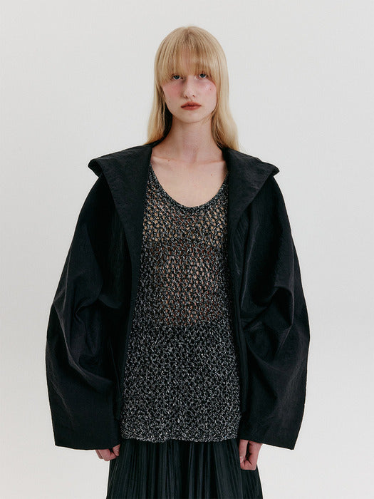 Eenk Cropped Hoodie Jacket - Black