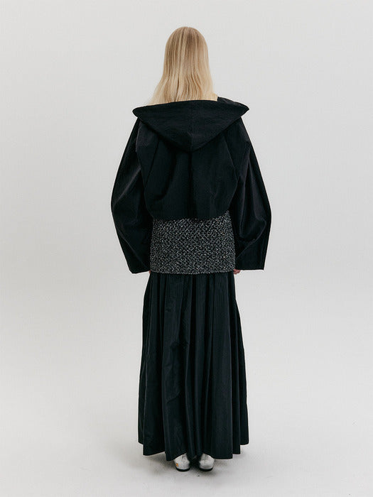Eenk Cropped Hoodie Jacket - Black