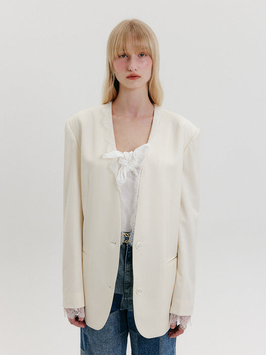 Eenk Lace-Trim Blazer - Ivory