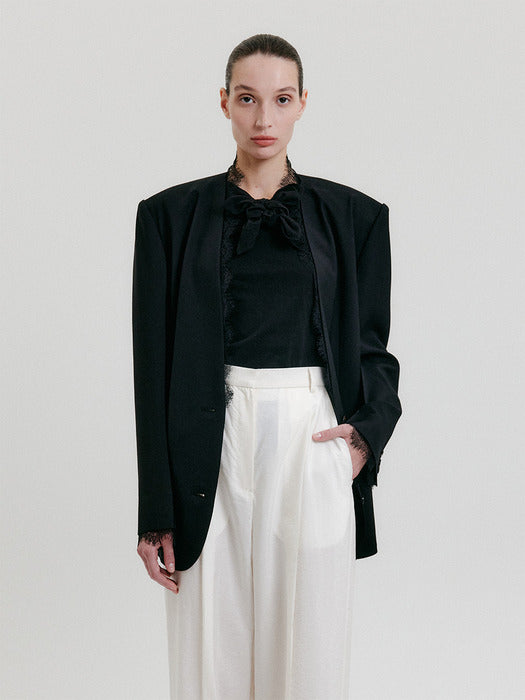 Eenk Lace-Trim Blazer - Black
