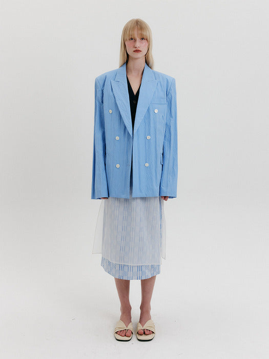 [EENK] Double-Breasted Blazer - Sky Blue