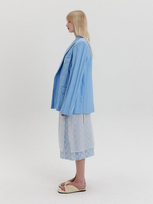 [EENK] Double-Breasted Blazer - Sky Blue