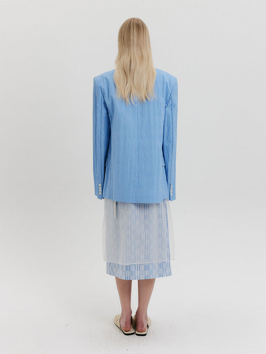 [EENK] Double-Breasted Blazer - Sky Blue