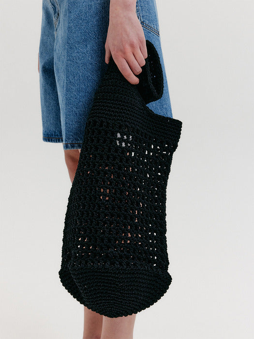 Eenk Crochet Shoulder Bag - Black