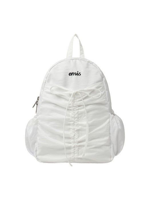 [emis] NYLON SHIRRING POCKET BACKPACK-WHITE
