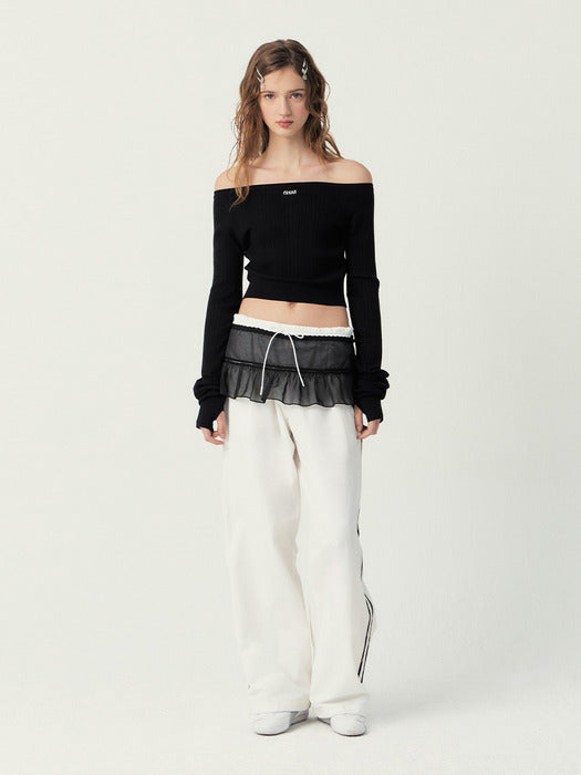 Grove 25Ss Bailey Off-Shoulder Cardigan (Black)