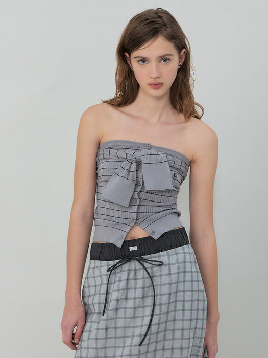 Grove 25Ss Bailey Off-Shoulder Cardigan (Grey)