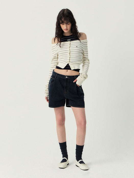Grove 25Ss Bailey Off-Shoulder Cardigan (Ivory)