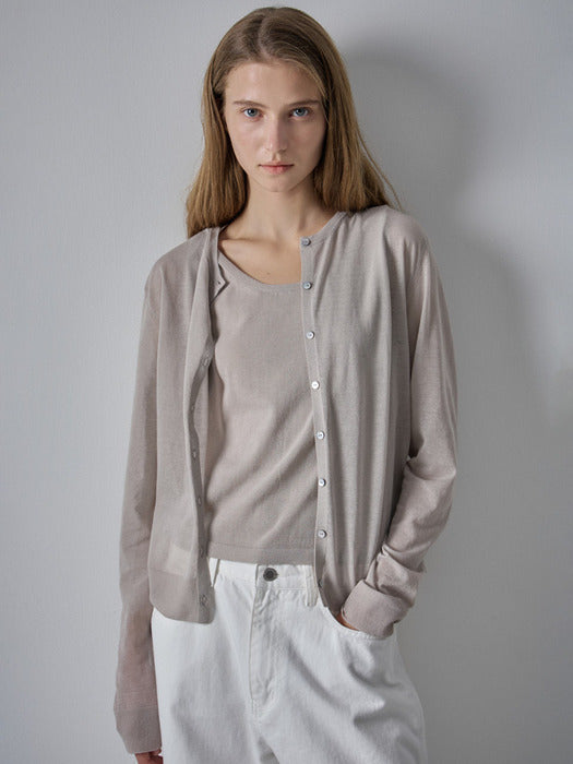 Facade Pattern Summer Sheer Cardigan ash beige