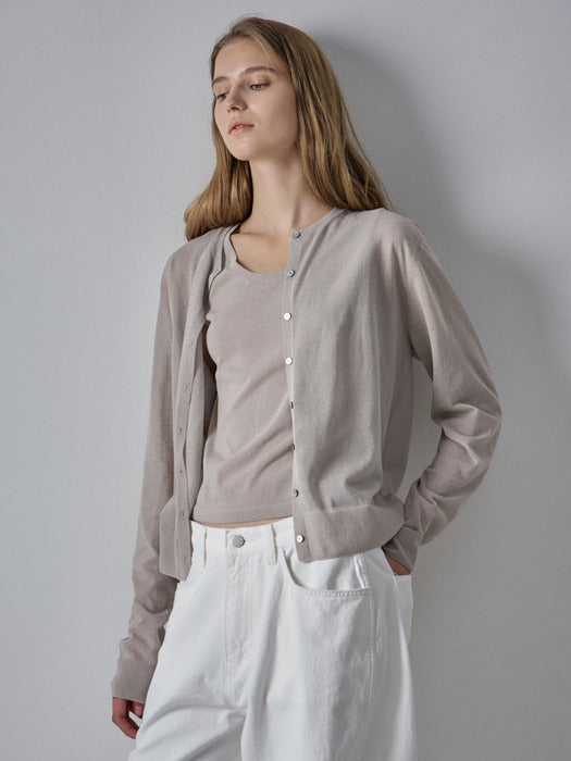 Facade Pattern Summer Sheer Cardigan ash beige