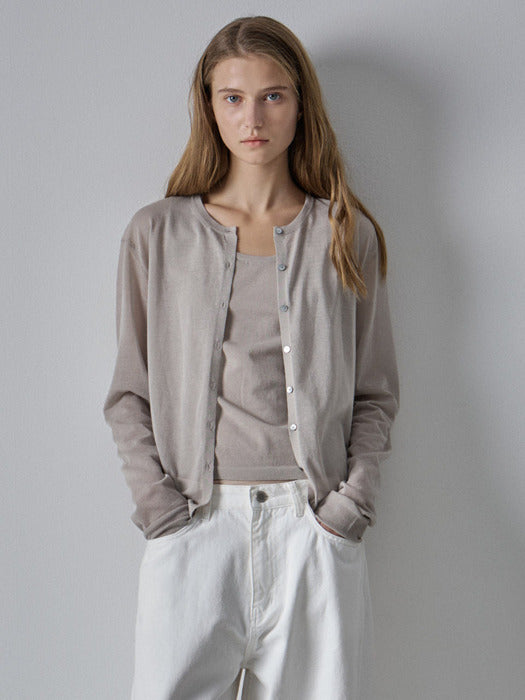 Facade Pattern Summer Sheer Cardigan ash beige