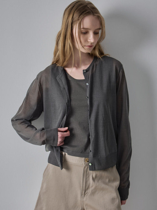 Facade Pattern Summer Sheer Cardigan charcoal