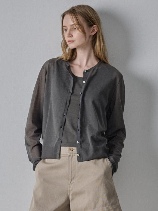Facade Pattern Summer Sheer Cardigan charcoal