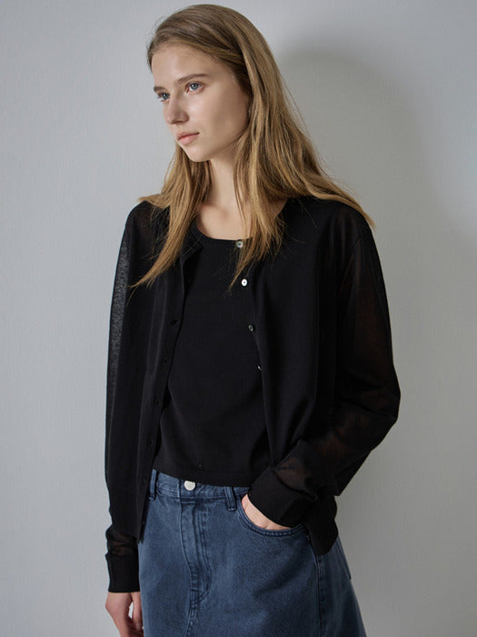 [facade pattern] Summer Sheer Cardigan_black