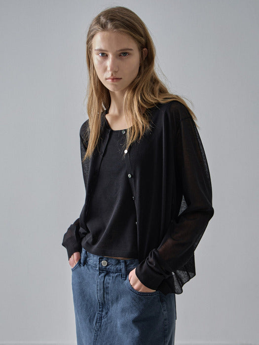 Facade Pattern Cardigan - black