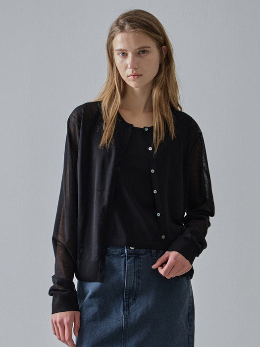 [facade pattern] Summer Sheer Cardigan_black