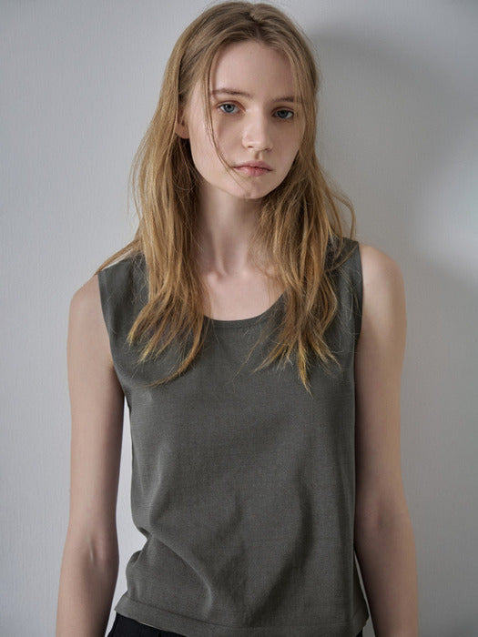 [facade pattern] Summer Sheer Sleeveless Knit_charcoal