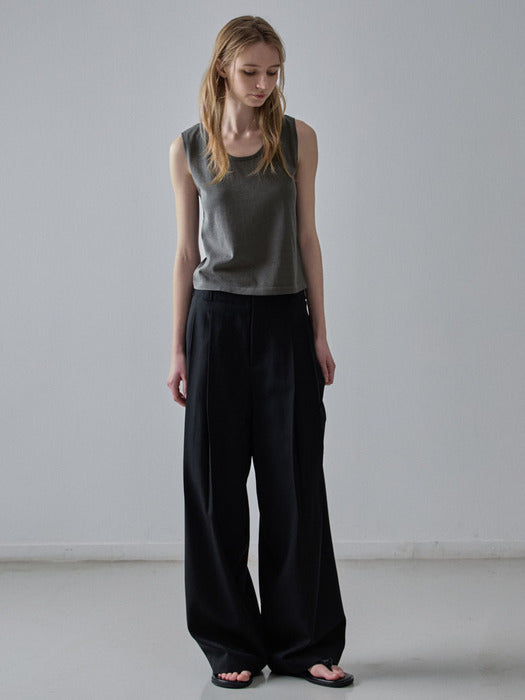 [facade pattern] Summer Sheer Sleeveless Knit_charcoal