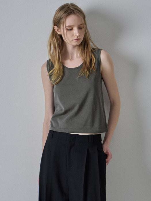 [facade pattern] Summer Sheer Sleeveless Knit_charcoal