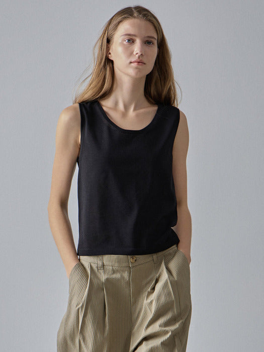 [facade pattern] Summer Sheer Sleeveless Knit_black