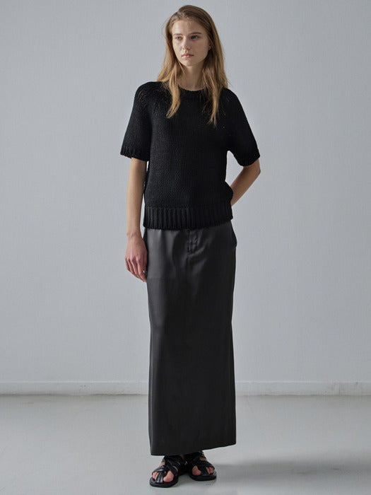 Facade Pattern Raglan Half Sleeve Knitwear black
