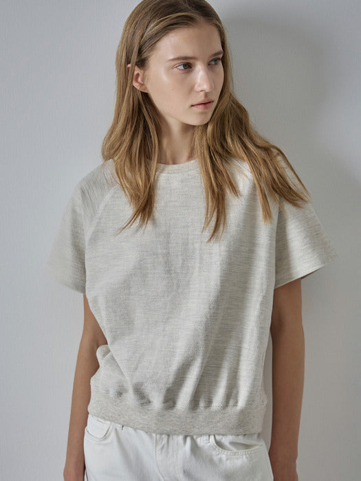 Facade Pattern Raglan Half Sleeve Sweat Shirt
