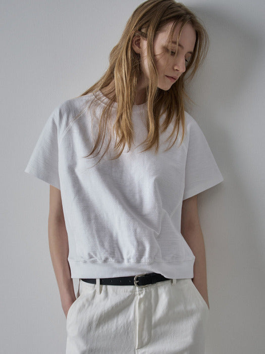 Facade Pattern Raglan Half Sleeve Sweat Shirt