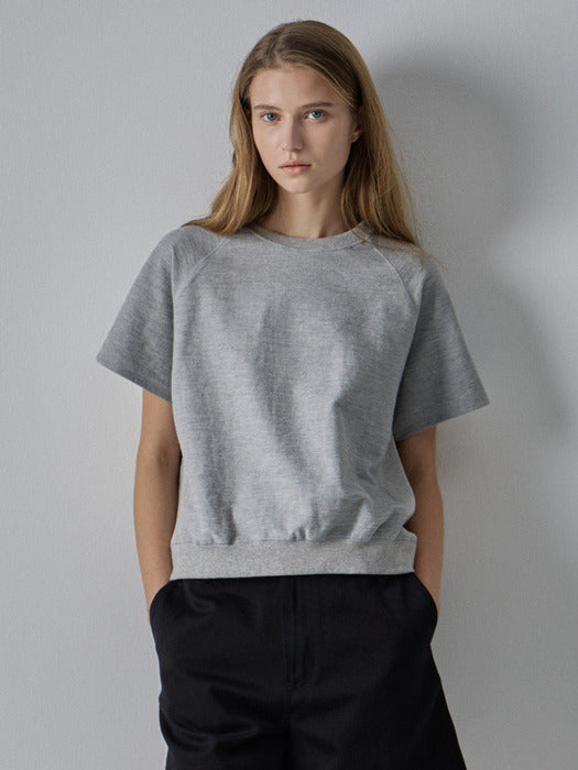 Facade Pattern Raglan Half Sleeve Sweat Shirt
