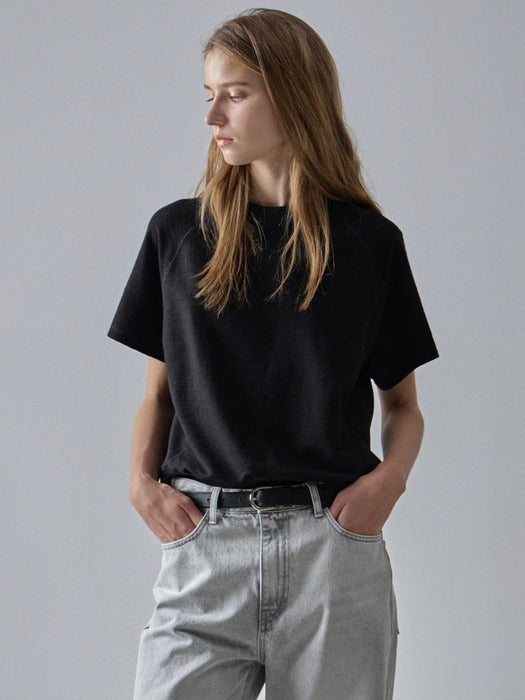 Facade Pattern Raglan Half Sleeve Sweat Shirt