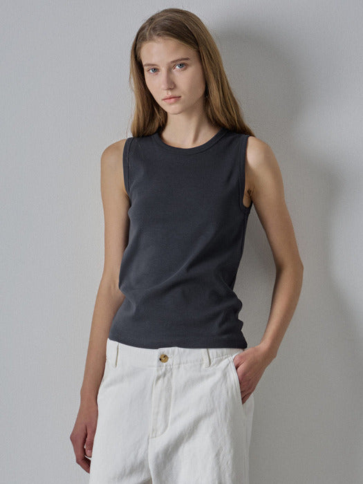 Facade Pattern Crewneck Cotton Sleeveless