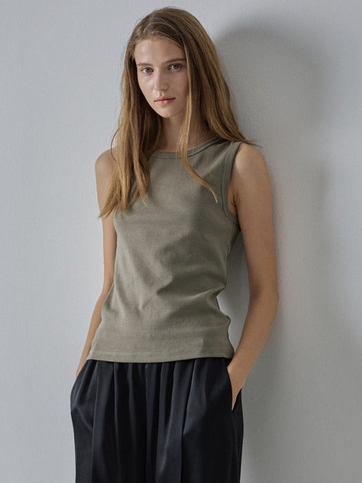 [facade pattern] Crewneck Cotton Sleeveless_4color