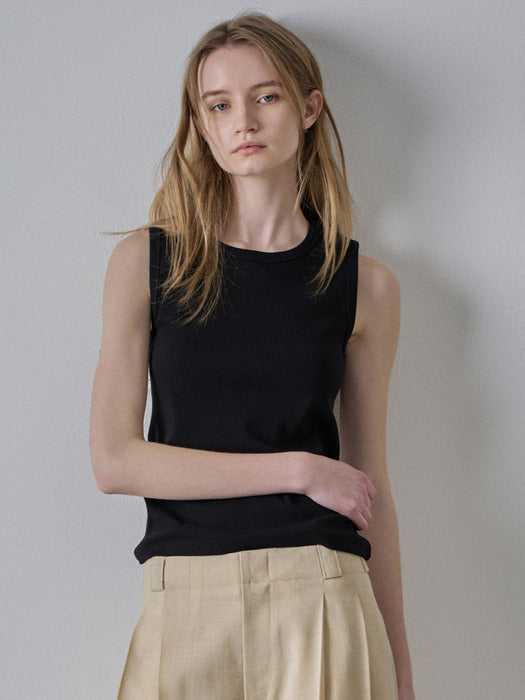 [facade pattern] Crewneck Cotton Sleeveless_4color