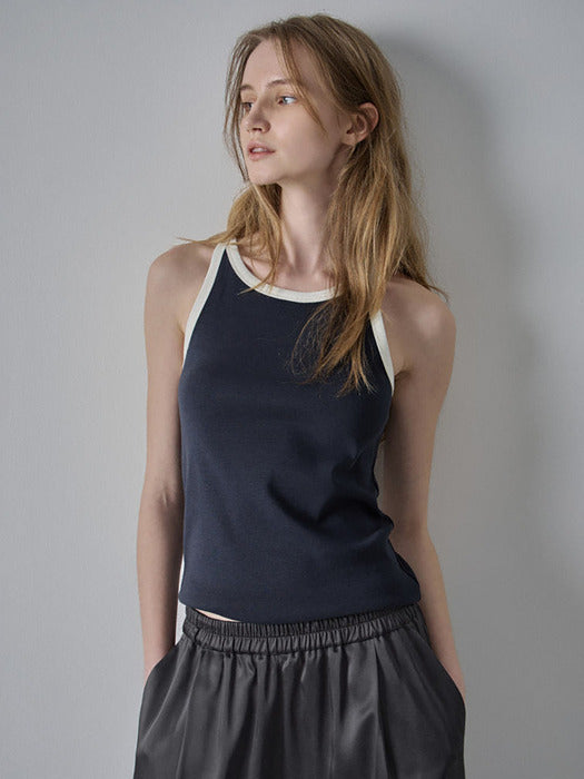 Facade Pattern Ringer Cotton Sleeveless