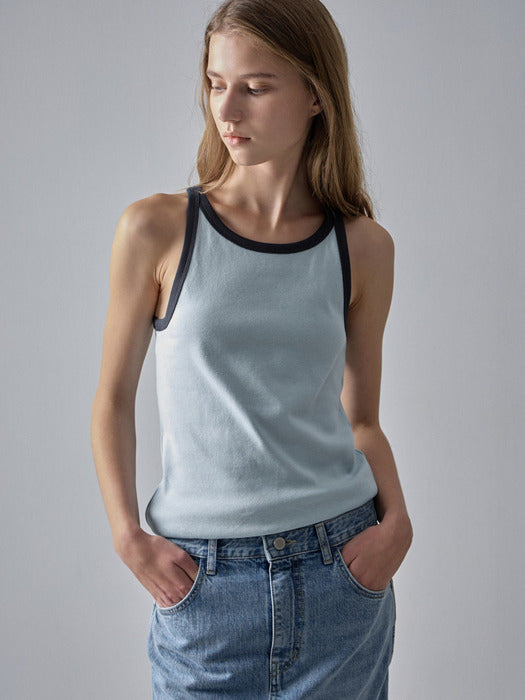 Facade Pattern Ringer Cotton Sleeveless