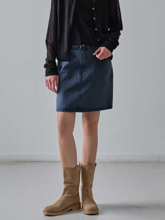 Facade Pattern Classic Denim Mini Skirt vintage midnight