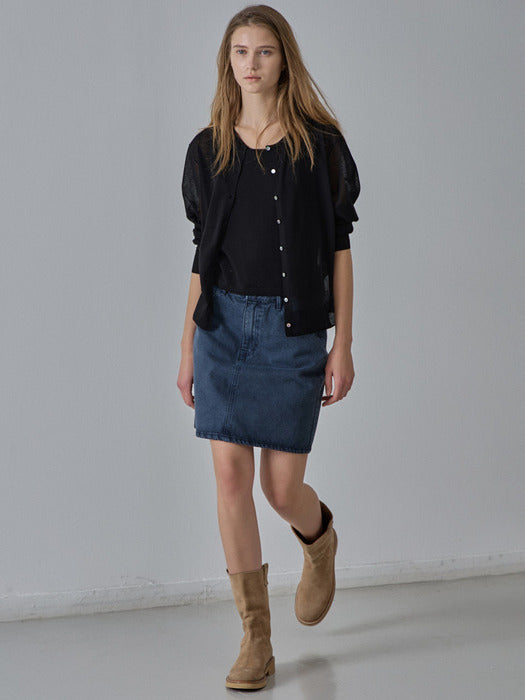 Facade Pattern Classic Denim Mini Skirt vintage midnight